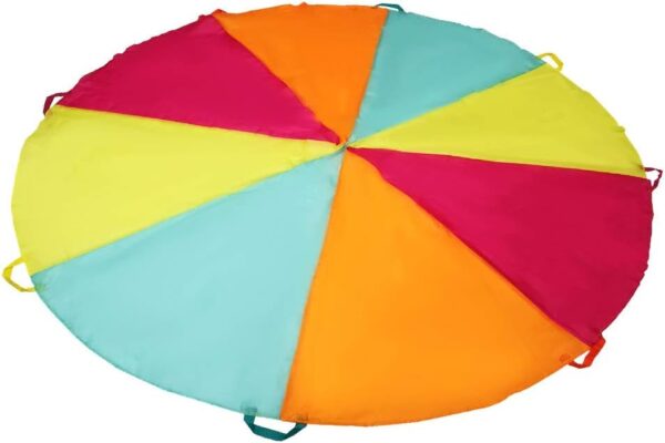 Multicolored Parachute - 6FT, 10FT, 20FT with Handles for Kids Indoor Outdoor Play