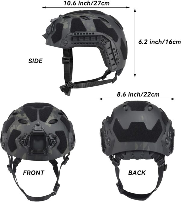 Lightweight Tactical Fast Helmet, Military Integrated Helmet with NVG Mount Base, Side Rails,Pre-Slotted Headset Strap for Outdoor Sports, CS - Image 2