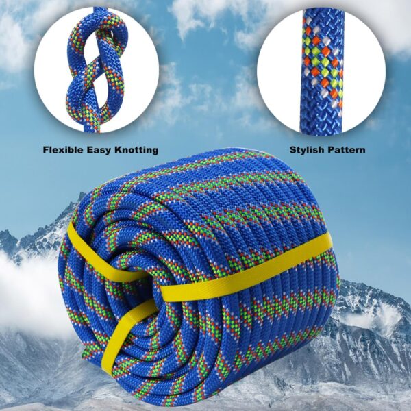 Double Braided Arborist Rope - 1/2 Inch x 100 Feet Polyester High Strength Climbing Rope for Tree Work, Halyard, Sailing (Blue) - Image 2
