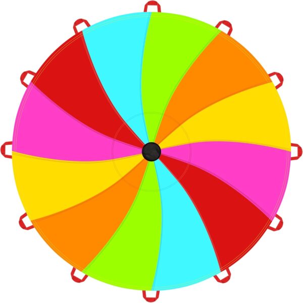 Play Parachute for Kids Rotating Rainbow with 12 Handles - 12 Feet