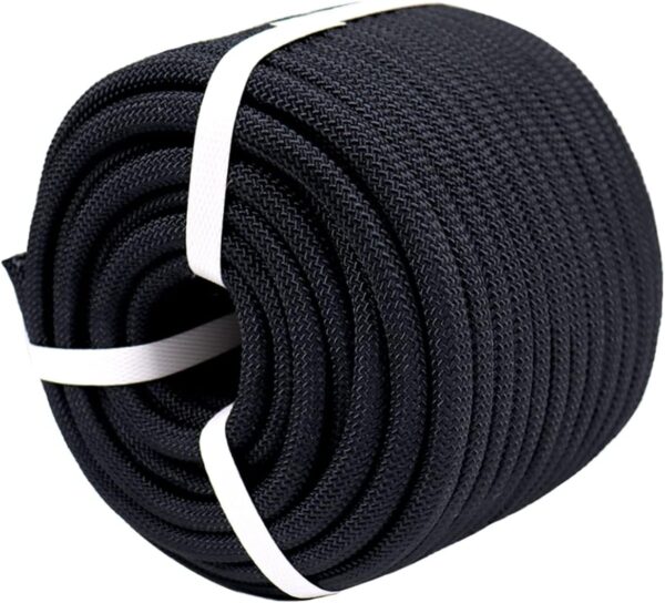 Braided Polyester Arborist Rigging Rope (3/8 inch X 100 feet) High Strength Outdoor Rope for Tree Climbing Hiking Camping Swing, Black