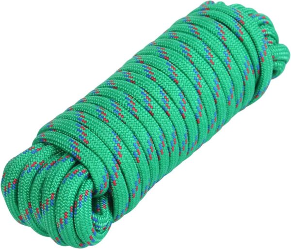 50227 3/8" x 50 Ft Diamond Braided Rope Extra Strength-Sunlight and Weather Resistant, Multicolor