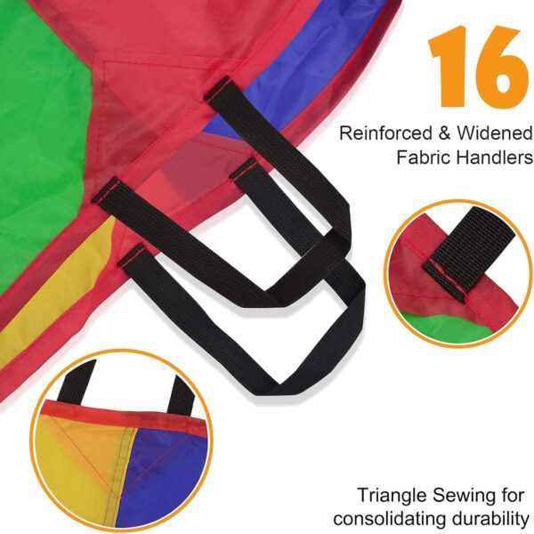 Parachute 20FT 16 FT Play Parachute for Kids Children Rainbow Parachute Kids Parachute with Handles Zipped Carry Bag for Outdoor Cooperative Group Play - Image 2