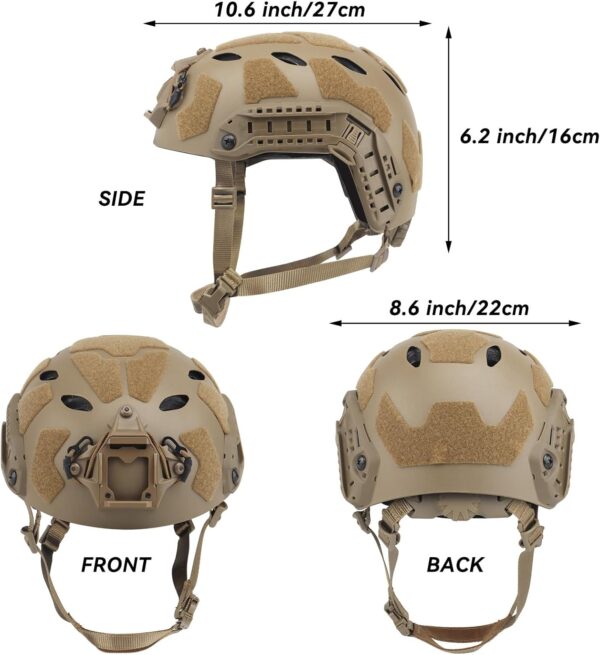 Lightweight Tactical Fast Helmet, Military Integrated Helmet with NVG Mount Base, Side Rails,Pre-Slotted Headset Strap for Outdoor Sports, CS - Image 2