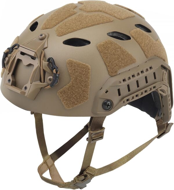 Lightweight Tactical Fast Helmet, Military Integrated Helmet with NVG Mount Base, Side Rails,Pre-Slotted Headset Strap for Outdoor Sports, CS
