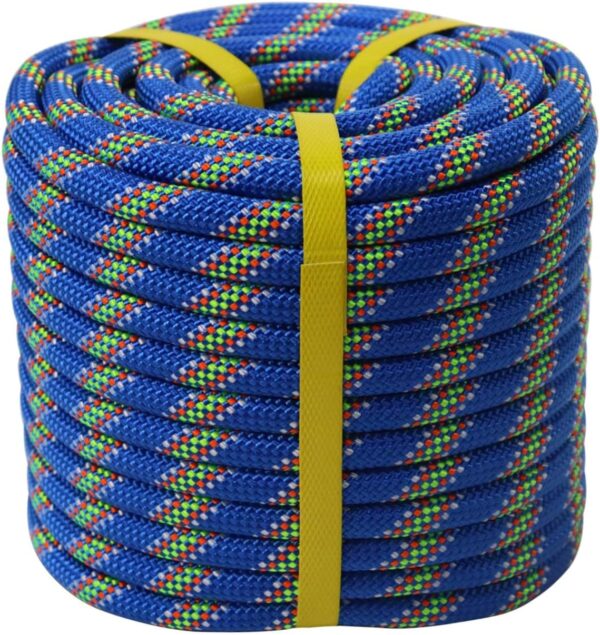 Double Braided Arborist Rope - 1/2 Inch x 100 Feet Polyester High Strength Climbing Rope for Tree Work, Halyard, Sailing (Blue)