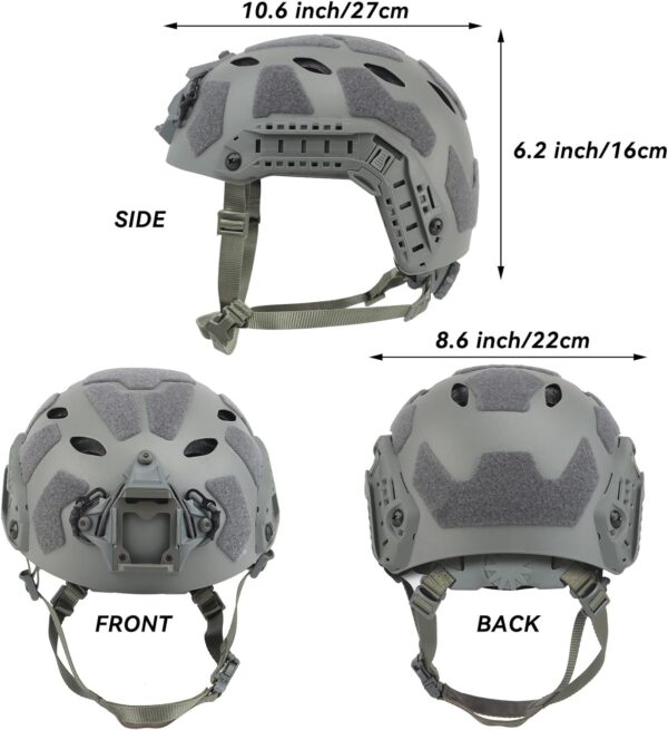 Lightweight Tactical Fast Helmet, Military Integrated Helmet with NVG Mount Base, Side Rails,Pre-Slotted Headset Strap for Outdoor Sports, CS - Image 2