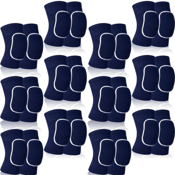 12 Pairs Volleyball Knee Pads for Dancers, Breathable Knee Pads for Men Women, Black Knee Braces for Volleyball Football Soccer Dance Yoga Wrestling Running Cycling(Medium,Blue, White)