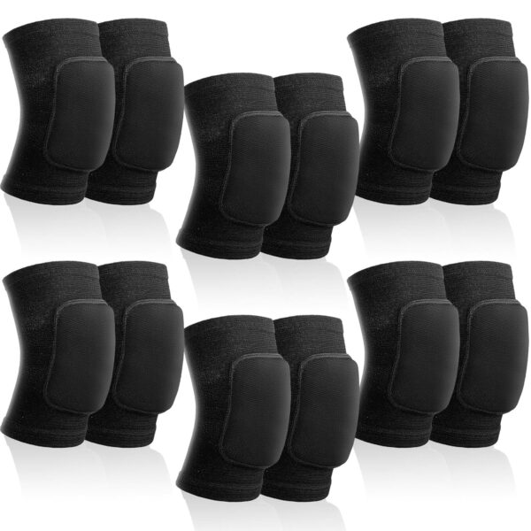 6 Pairs Knee Pads for Women Men, Soft Breathable Volleyball Knee Pads Tactical Knee Pads Knee Protector Workout Knee Pads for Basketball Football Hockey Dance Running (Black,S Size)