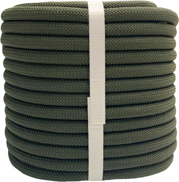 Braided Polyester Arborist Rope Outdoor Rope for Rock Climbing Hiking Camping Swing, ArmyGreen