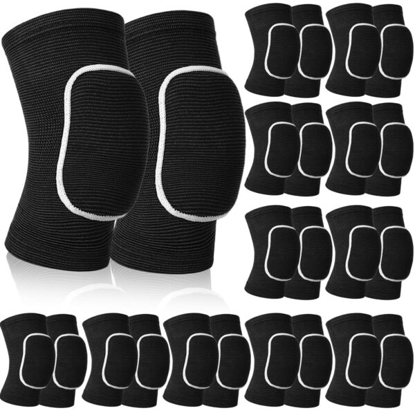 12 Pairs Volleyball Knee Pads for Dancers, Breathable Knee Pads for Men Women, Black Knee Braces for Volleyball Football Soccer Dance Yoga Wrestling Running Cycling(Medium,Black, White)